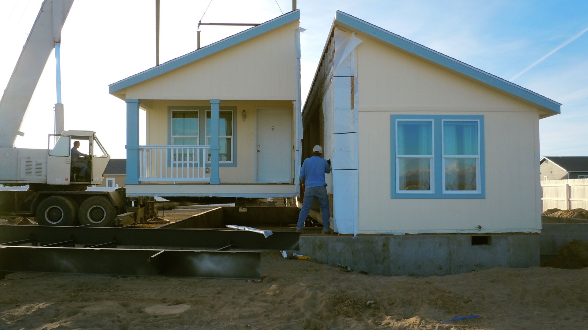 A new manufactured home getting placed