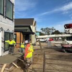 Worker working on a manufactured home